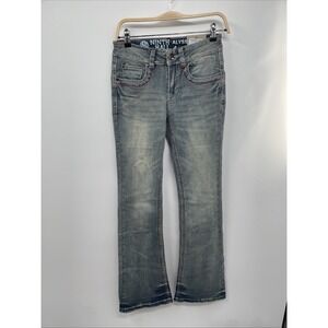 Ninth Hall Alyssia Jeans Women's 4 Blue Embroidered Contrast Stitch Bootcut NWT